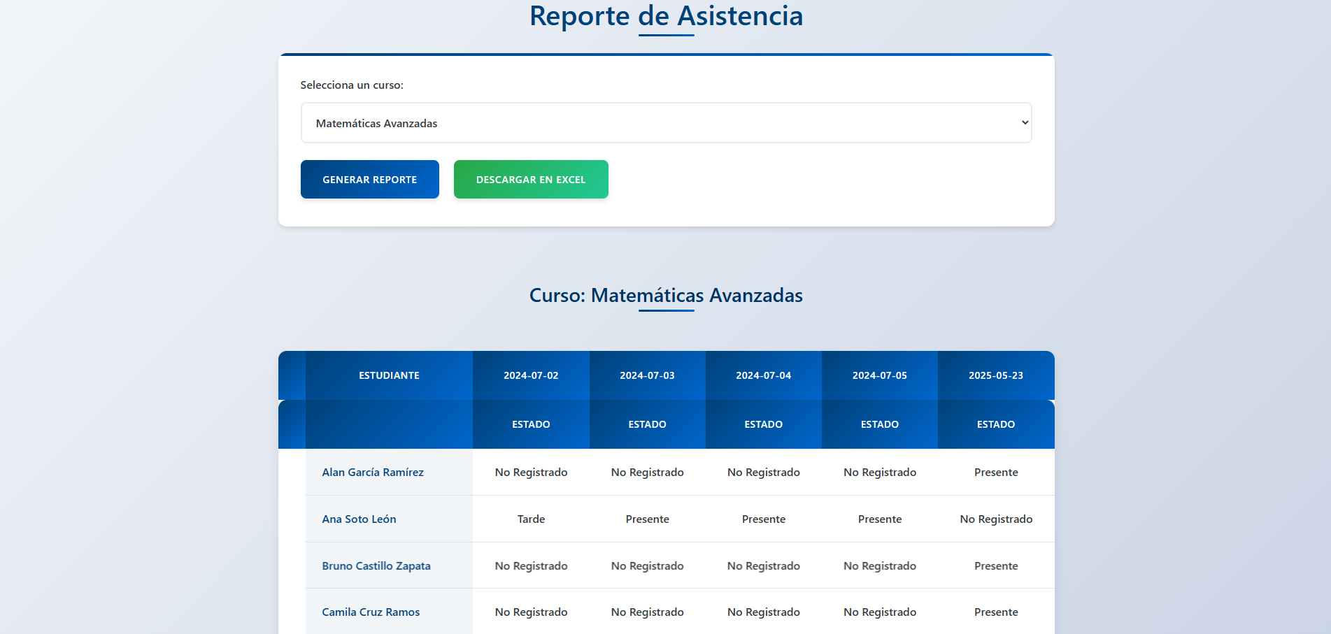 Reporte de Asistencia